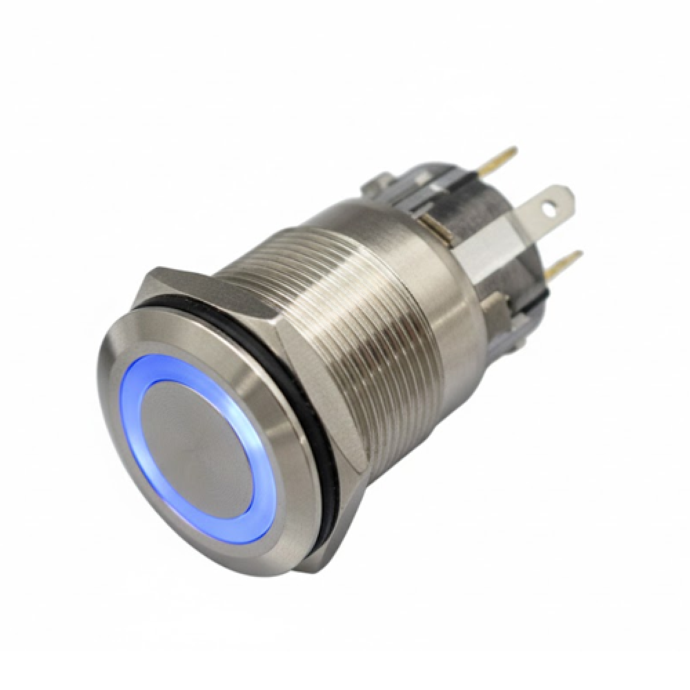SWITCH BUTON 19MM MAVİ LED ON-OFF